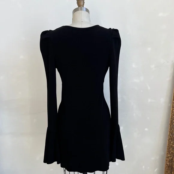Free People Black Bell Sleeve Romantic Dress - Picture 4 of 8